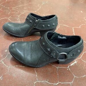 Black Ankle Boots with Studded Strap